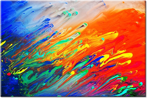 canvas-leinwandbild, abstrakt-fantasie, beige, bilder-abstrakt, blau, bunt, cyan, gelb, grun, kunst, malereien, orange, rot, violett, zeitgenoessische-kunst
