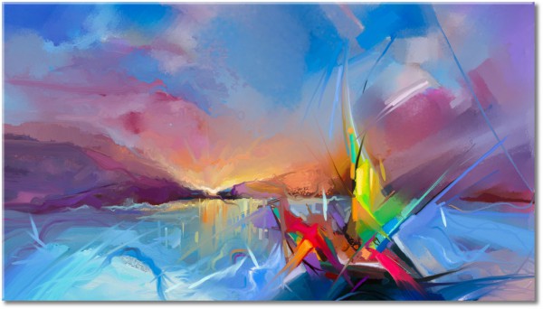 canvas-leinwandbild, abstrakt-fantasie, aquarell, bilder-abstrakt, blau, braun, bunt, gelb, grau, grun, kunst, malereien, orange, rot, schwarz, violett, zeitgenoessische-kunst