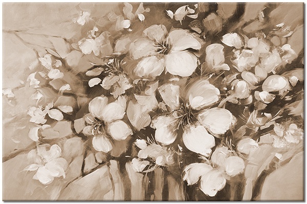 canvas-leinwandbild, aquarell, beige, blumen, braun, grau, kunst, malereien, stillleben, stillleben-andere-gemalde, violett, weiss