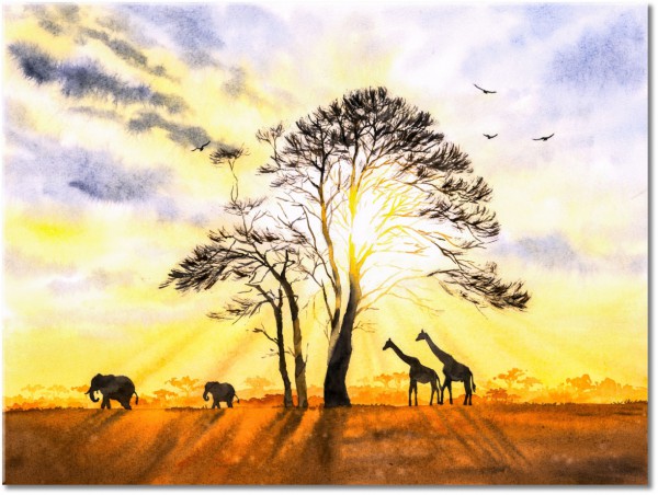 canvas-leinwandbild, braun, gelb, malereien, malereien-landschaften, orange, schwarz, weiss