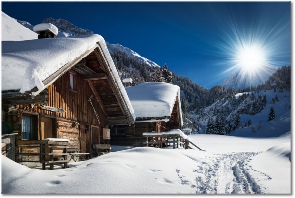 canvas-leinwandbild, berge, blau, braun, landschaft, weiss