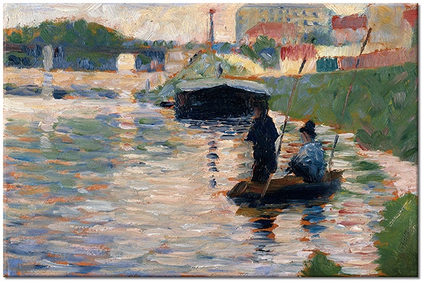 canvas-leinwandbild, beige, blau, boote-schiffe, fluss, frankreich, grun, kunst, malereien, paris, rot, schwarz, senne, seurat, sonstiges, staedte, stillleben-andere-gemalde