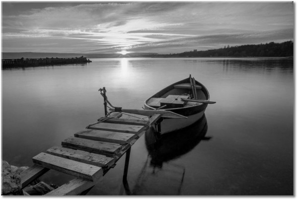 canvas-leinwandbild, beige, boote-schiffe, braun, gelb, grau, himmel, landschaft, meer-wasserfalle-seen, orange, seen, sepia, sonne, sonnenuntergang, spiegelung, wolken