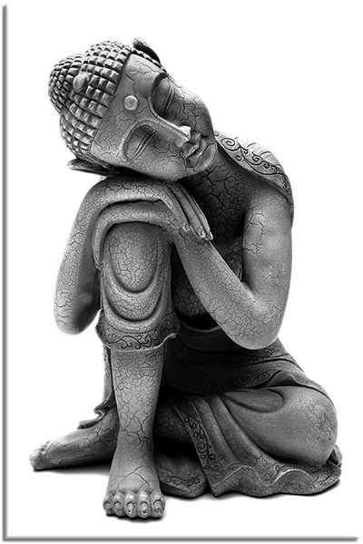 canvas-leinwandbild, buddha, feng-shui-zen, grau, mythologie, portraets, statue, weiss