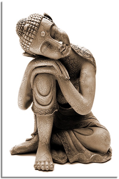 canvas-leinwandbild, buddha, feng-shui-zen, grau, mythologie, portraets, statue, weiss
