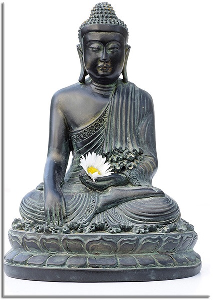canvas-leinwandbild, buddha, feng-shui-zen, grau, mythologie, statue, weiss