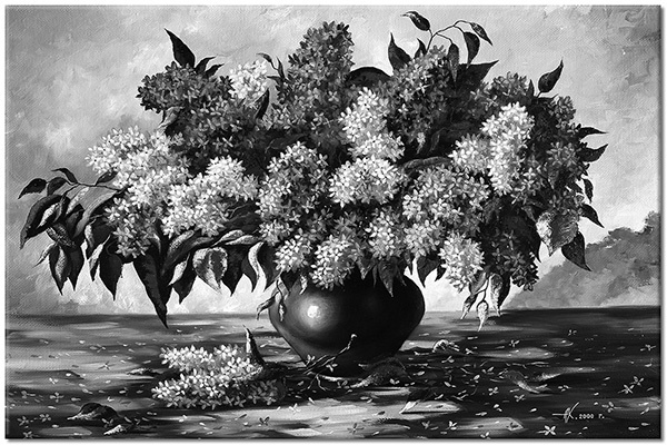 canvas-leinwandbild, blau, braun, bunt, gelb, grun, kunst, lila, malereien, stillleben, stillleben-andere-gemalde, vase, violett, weiss