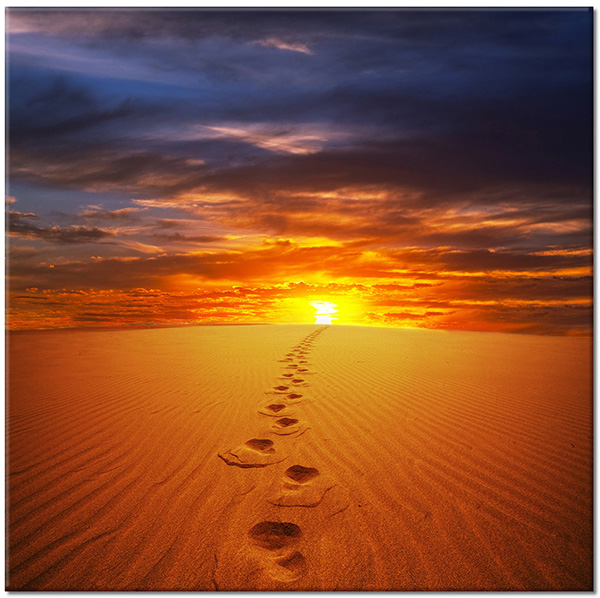 canvas-leinwandbild, andere-landschaften, blau, himmel, landschaft, orange, sand, sonne, sonnenuntergang, wolken, wueste