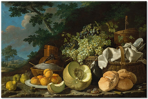 canvas-leinwandbild, blau, braun, essen-getranke, gelb, grun, malereien, orange, sonstiges, stillleben-andere-gemalde