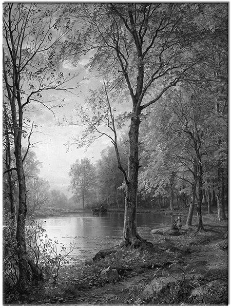 canvas-leinwandbild, baeume, blumen, braun, gelb, herbst, kunst, landschaft, malereien, malereien-landschaften, orange, richards, seen, waelder, walder