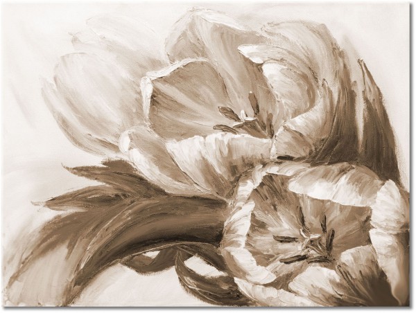 canvas-leinwandbild, aquarell, beige, blumen, grau, grun, kunst, malereien, orange, pink, rot, stillleben-andere-gemalde, tulpen
