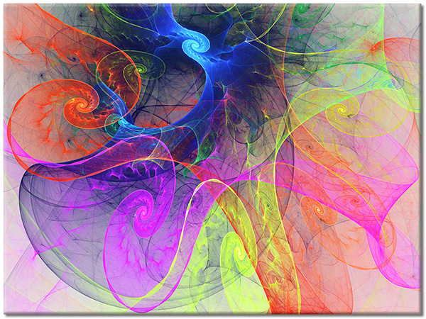 canvas-leinwandbild, abstrakt-fantasie, blau, bunt, gelb, pink, rot, violett