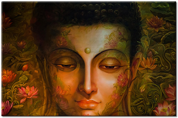 canvas-leinwandbild, bars, beige, braun, buddha, feng-shui-zen, grun, mythologie, portraets, violett