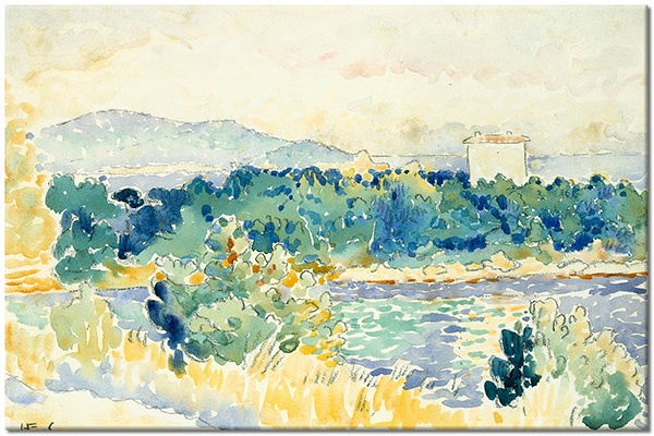 canvas-leinwandbild, andere-landschaften, blau, gelb, grun, landschaft, malereien, malereien-landschaften
