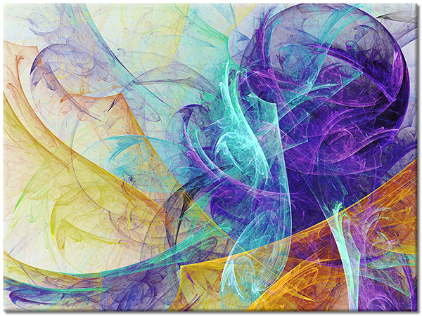 canvas-leinwandbild, abstrakt-fantasie, bunt, gelb, grun, orange, violett