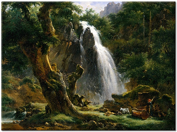 canvas-leinwandbild, baeume, blumen, grun, kunst, landschaft, malereien, malereien-landschaften, meer-wasserfalle-seen, michallon, waelder, wasserfaelle, weiss