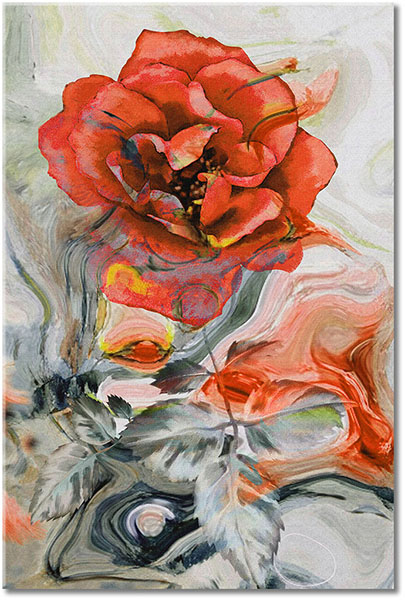 canvas-leinwandbild, abstrakt-fantasie, beige, blumen, braun, grau, grun, kunst, malereien, rosen, rot, schwarz, stillleben, stillleben-andere-gemalde, weiss