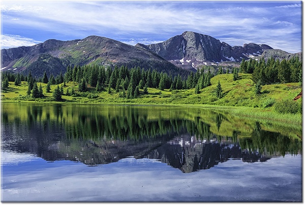 canvas-leinwandbild, berge, blau, grau, grun, landschaft, walder, weiss