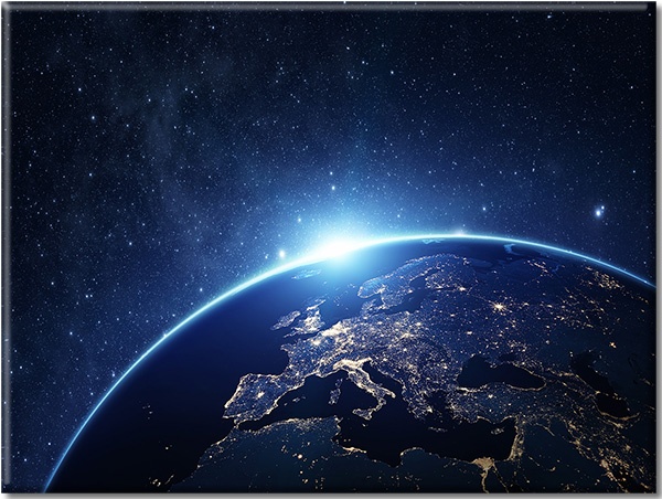 canvas-leinwandbild, astronomie, blau, erde, planeten, schwarz, sonne, sonnenaufgang, sonnenuntergang, sonstiges, sterne, universen, weiss