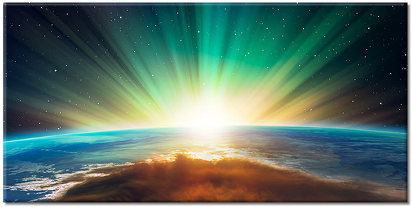canvas-leinwandbild, astronomie, blau, cyan, gelb, grun, sonstiges