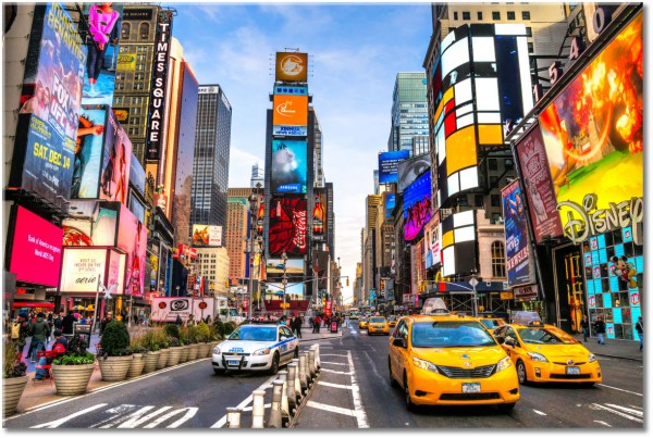 canvas-leinwandbild, autos, blau, bunt, finanzen, gebaeude, gelb, grau, landschaft, new-york, orange, pink, rot, stadtische-landliche-landschaften, staedte, tourismus, vereinigte-staaten-amerika, violett