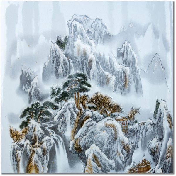 canvas-leinwandbild, baeume, braun, china, grau, grun, klippen, kunst, malereien, malereien-landschaften, schwarz-weiss, zeichnung