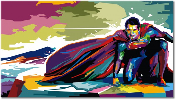 canvas-leinwandbild, blau, bunt, cyan, gelb, grun, kinder, kunst, maenner, malereien, malereien-personen-gestalten, mythologie, orange, pink, pop-art, rot, schwarz, sonstiges, superman, verschiedene, violett, weiss, zeichnung, zeitgenoessische-kunst