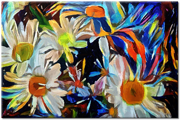 canvas-leinwandbild, blau, bunt, malereien, orange, stillleben-andere-gemalde, weiss