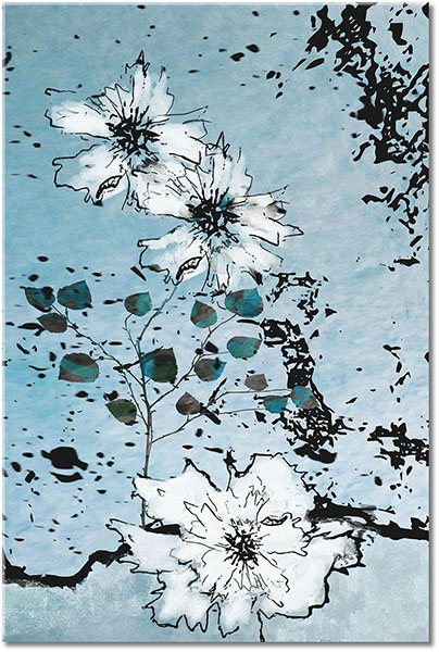 canvas-leinwandbild, beige, blumen, braun, grau, kunst, malereien, orange, schwarz, sepia, stillleben-andere-gemalde, weiss, zeichnung, zeitgenoessische-kunst