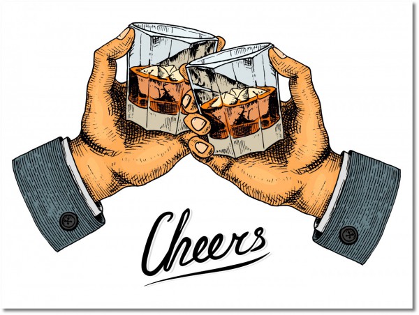 canvas-leinwandbild, anzeigen, bars, braun, essen-getranke, getraenke, grau, kuche, orange, schwarz, sonstiges, vintage, weiss, whisky, zeichnung