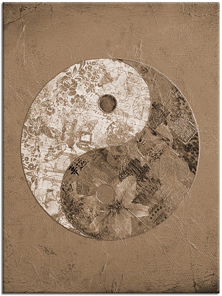 canvas-leinwandbild, abstrakt-fantasie, beige, feng-shui-zen, gelb, kunst, malereien, orange, rot, stillleben-andere-gemalde, yin-yang