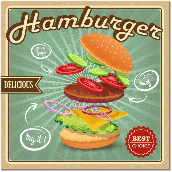 tableau sur toile, aliments, aliments-boissons, autres, beige, cuisine, divers, marron, orange, publicite, restaurants, rouge, vert, vintage