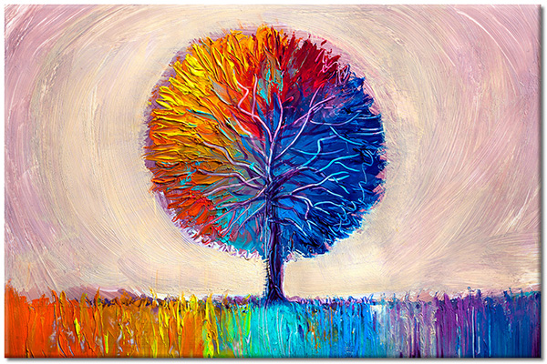 tableau sur toile, bleu, cyan, jaune, peintures, peintures-abstraites, rose, rouge, violet