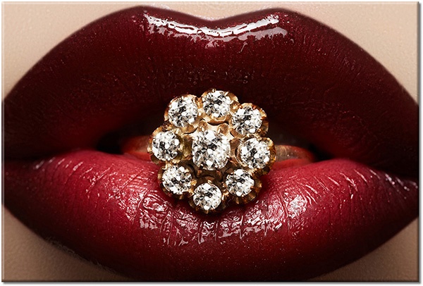 tableau sur toile, beaute, beige, bijoux, diamant, divers, mode, rouge, sexy