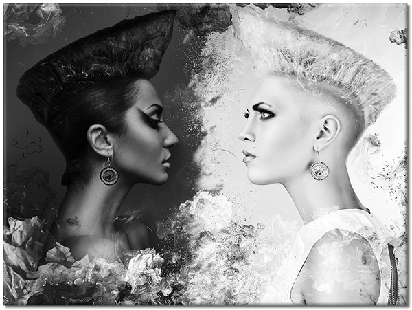 tableau sur toile, abstrait-fantaisie, art, art-contemporain, bars, beaute, beige, blanc, femmes, marron, noir, symetrie