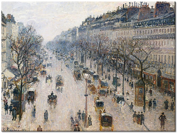 tableau sur toile, art, beige, france, gris, hiver, jaune, nature-morte-autres-peintures, paris, paysages, paysages-urbains-ruraux, peintures, pissarro, route, tourisme, villes