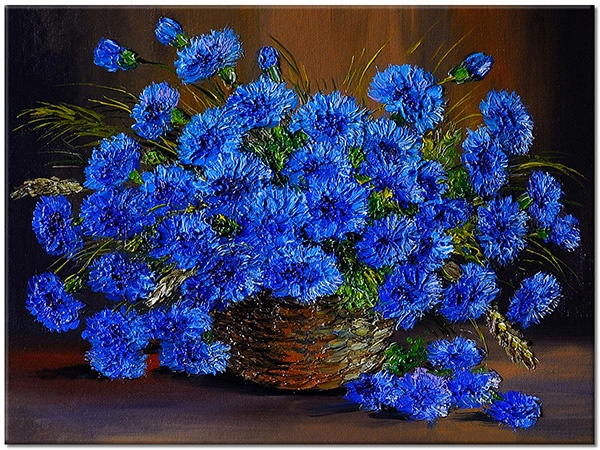 tableau sur toile, art, bleu, fleurs, marron, nature-morte, nature-morte-autres-peintures, peintures