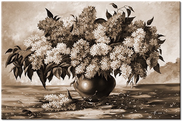 tableau sur toile, art, blanc, bleu, jaune, lilas, marron, multicolore, nature-morte, nature-morte-autres-peintures, peintures, vase, vert, violet