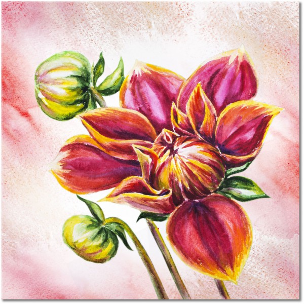 tableau sur toile, beige, blanc, fleurs, nature-morte-autres-peintures, orange, peintures, rose, rouge, vert, violet