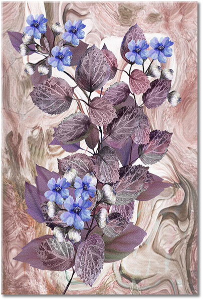 tableau sur toile, art, beige, blanc, bleu, fleurs, marron, nature-morte-autres-peintures, orange, peintures, sepia, violet