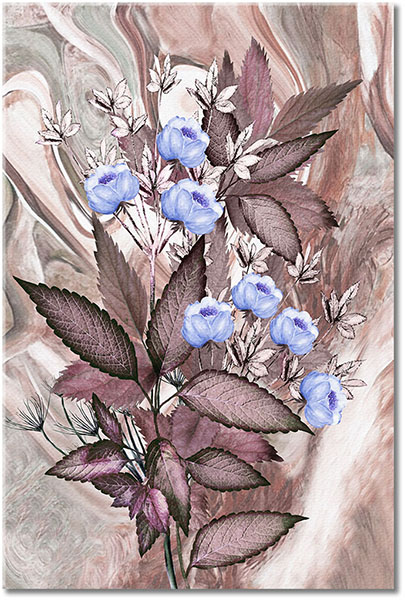 tableau sur toile, art, beige, blanc, bleu, fleurs, marron, nature-morte-autres-peintures, orange, peintures, sepia, violet