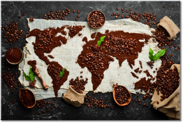 tableau sur toile, aliments-boissons, autres, bars, beige, blanc, cafe, cartes, divers, gris, marron, sepia, vert