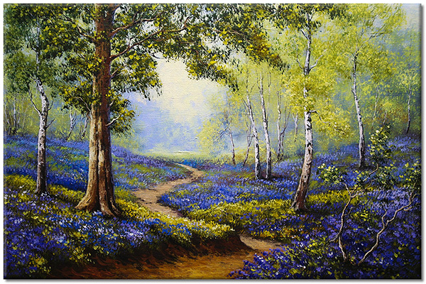 tableau sur toile, forets, marron, paysages, peintures, peintures-paysages, vert, violet