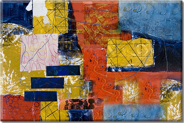 tableau sur toile, abstrait-fantaisie, art, art-contemporain, beige, blanc, bleu, jaune, marron, multicolore, orange, peintures, peintures-abstraites