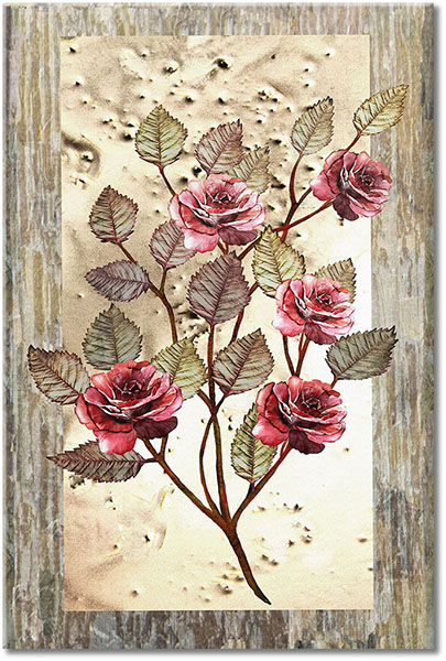 tableau sur toile, abstrait-fantaisie, art, art-contemporain, beige, fleurs, gris, jaune, marron, nature-morte, nature-morte-autres-peintures, orange, peintures, rose, roses, rouge