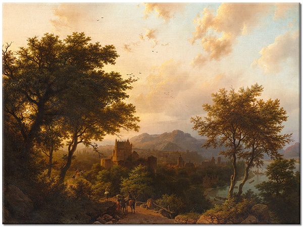 tableau sur toile, autres-paysages, beige, bleu, marron, paysages, peintures, peintures-paysages, vert