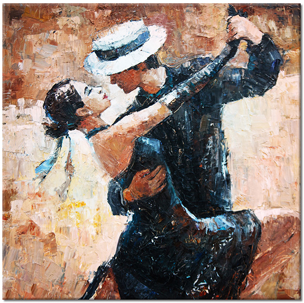 tableau sur toile, art, bars, beige, couples, dans, femmes, hommes, marron, noir, peintures, peintures-personnages, tango