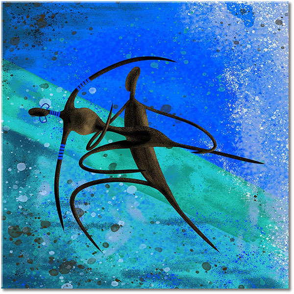 tableau sur toile, abstrait-fantaisie, afrique, art, art-contemporain, beige, bleu, dans, ethnique, jaune, marron, noir, orange, peintures, peintures-abstraites, rouge, silhouettes