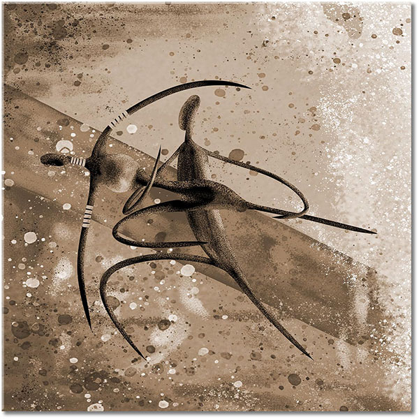 tableau sur toile, abstrait-fantaisie, afrique, art, art-contemporain, beige, bleu, dans, ethnique, jaune, marron, noir, orange, peintures, peintures-abstraites, rouge, silhouettes