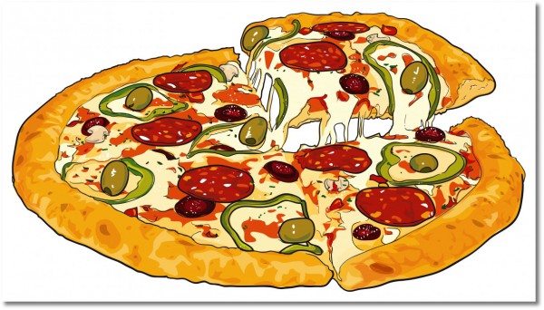 tableau sur toile, aliments, aliments-boissons, beige, blanc, cuisine, dessin, divers, marron, orange, pizza, restaurants, rouge, vert, vintage